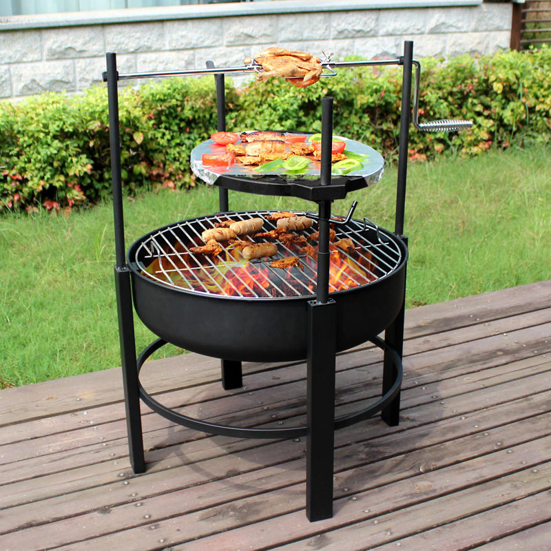 Arlmont Co. Natavia 36.2 H x 26 W Outdoor Fire Pit with Grills for BBQ Reviews Wayfair